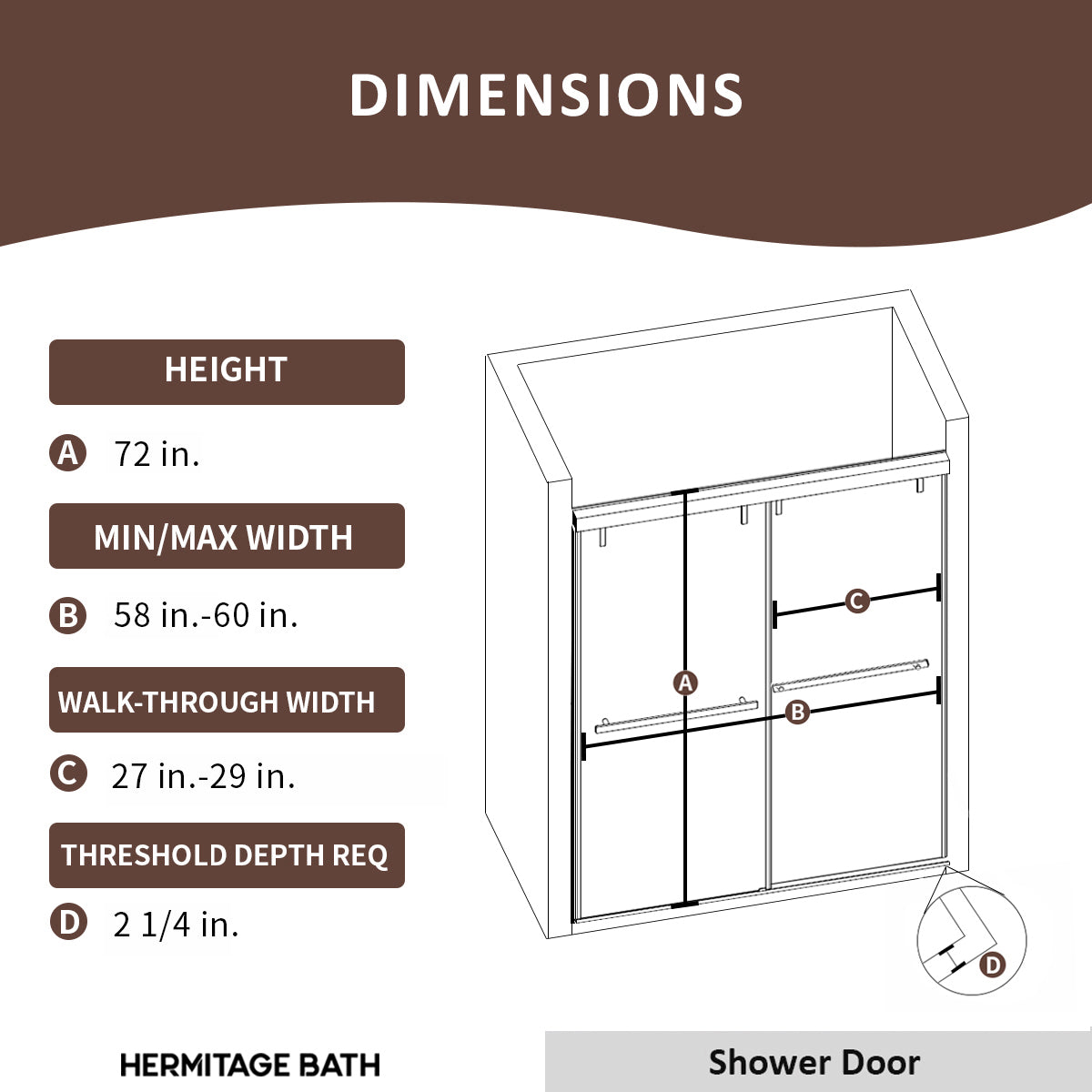 S 60 in. W x 72 in. H Sliding Semi-Frameless Shower Door in Matte Black Finish with Clear Glass