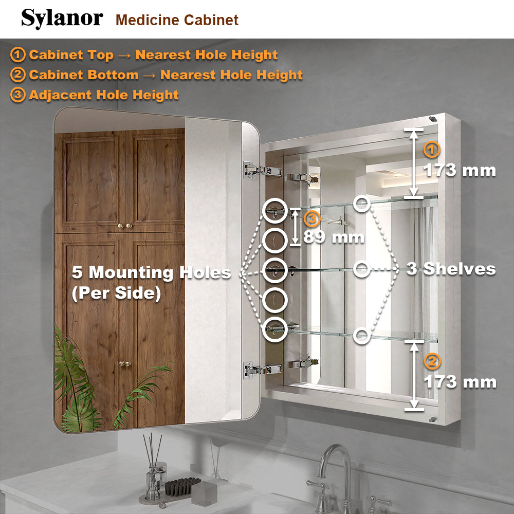 Verve Frameless Recessed or Surface-Mount Rectangular Aluminum Medicine Cabinet with Mirror in Brushed Nickel