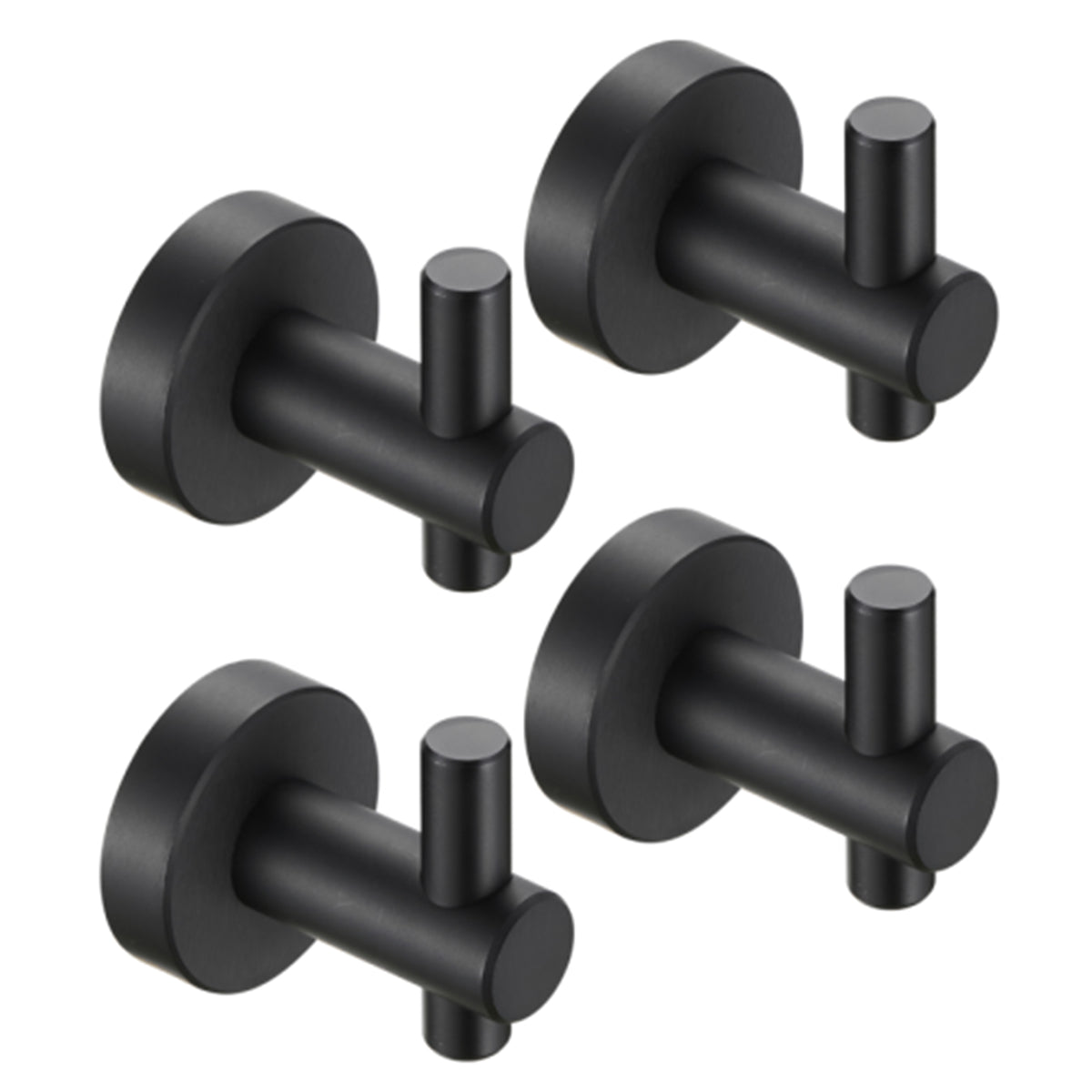 NestPro 4-Pieces Wall Mounted J-Hook Round Bathroom Robe/Towel Hook
