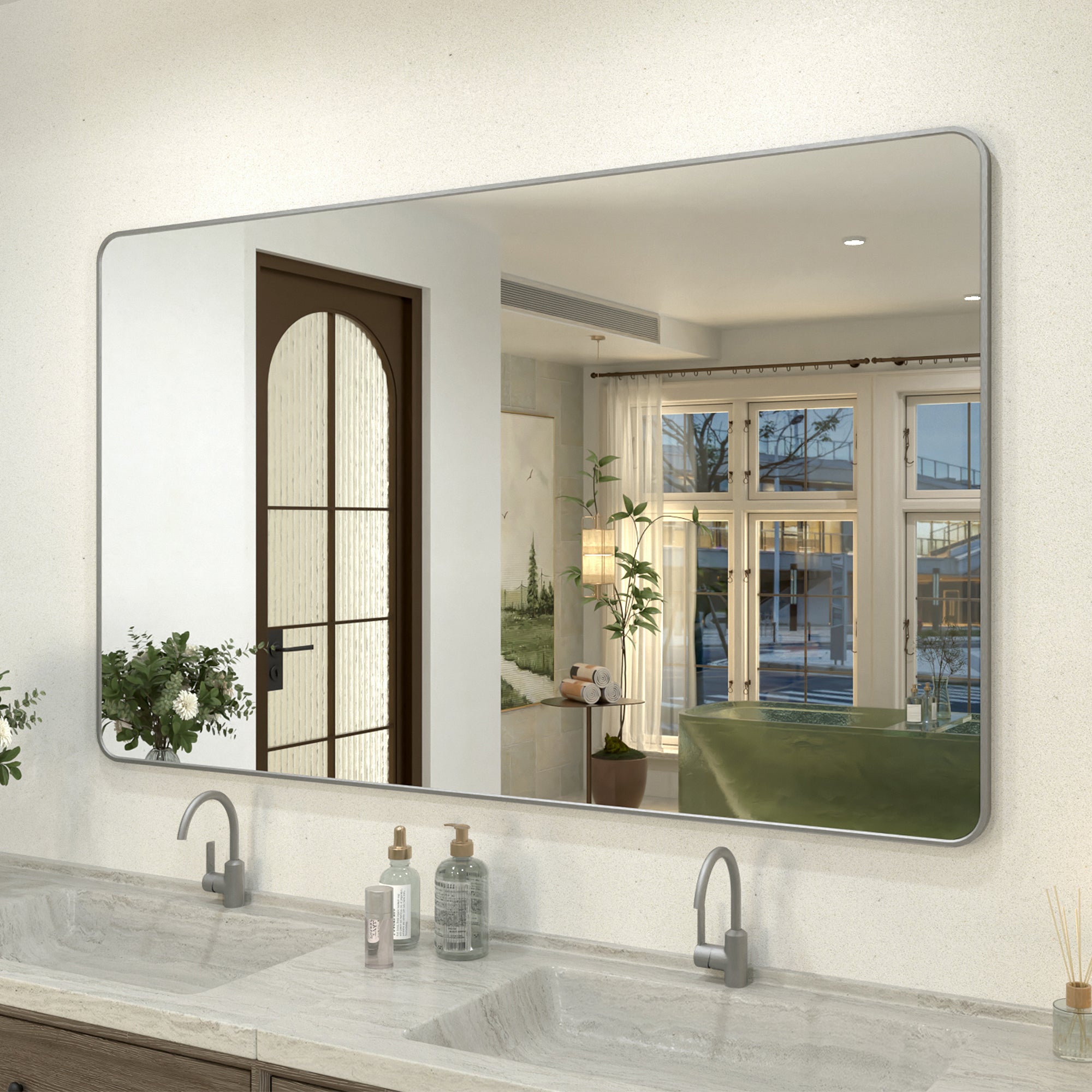 Zyphi 60 in. W x 36 in. H Rectangular Framed Wall Bathroom Vanity Mirror