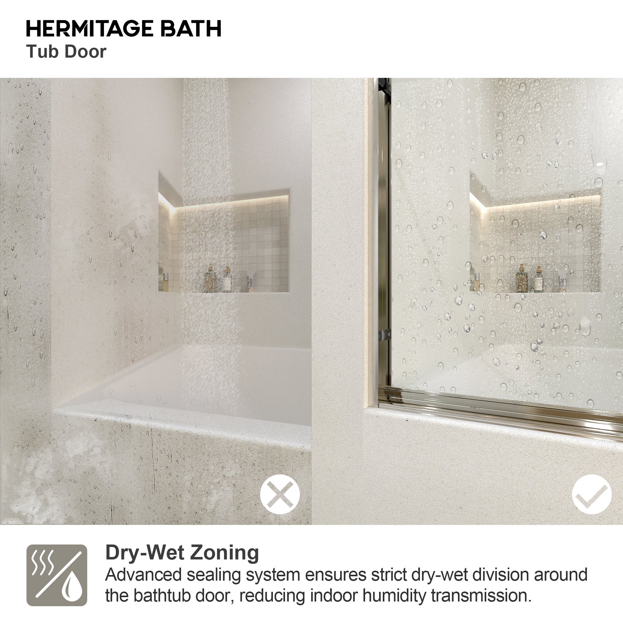 Akoasm 60 in. W x 56 in. H Sliding Bath Tub Door in Semi Frameless with Clear Glass
