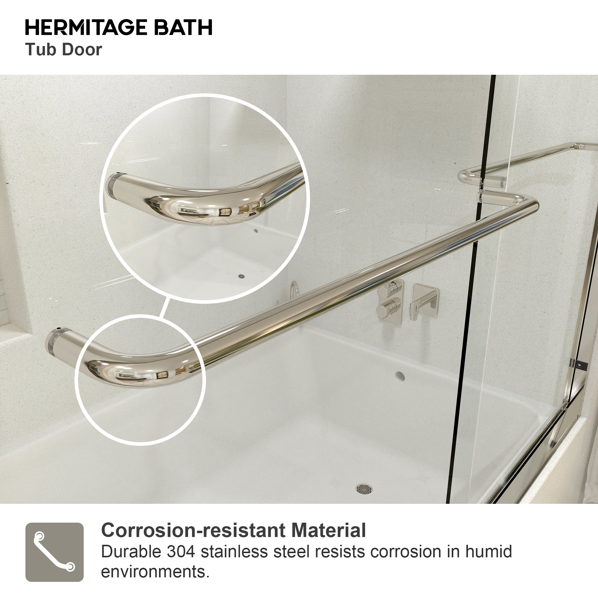 Akoasm 60 in. W x 56 in. H Sliding Bath Tub Door in Semi Frameless with Clear Glass