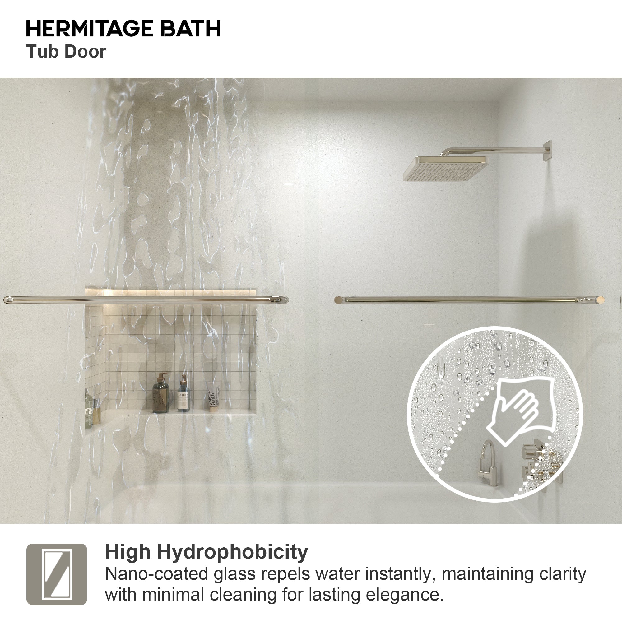 Akoasm 60 in. W x 56 in. H Sliding Bath Tub Door in Semi Frameless with Clear Glass