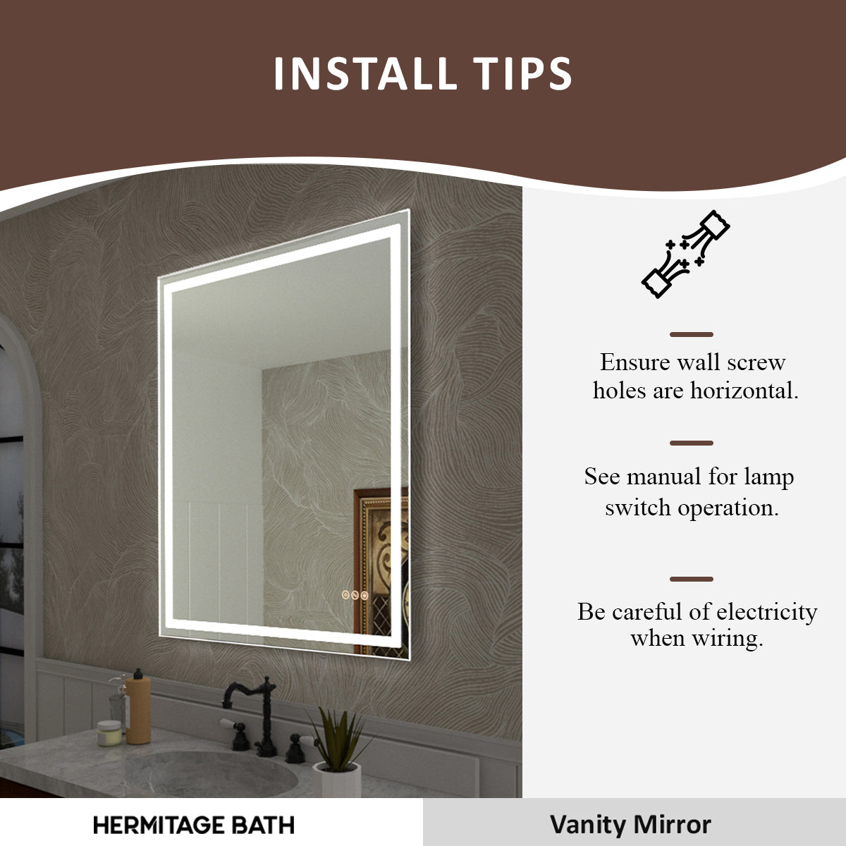 24 in. W x 36 in. H Rectangular Frameless LED Wall Bathroom Vanity Mirror