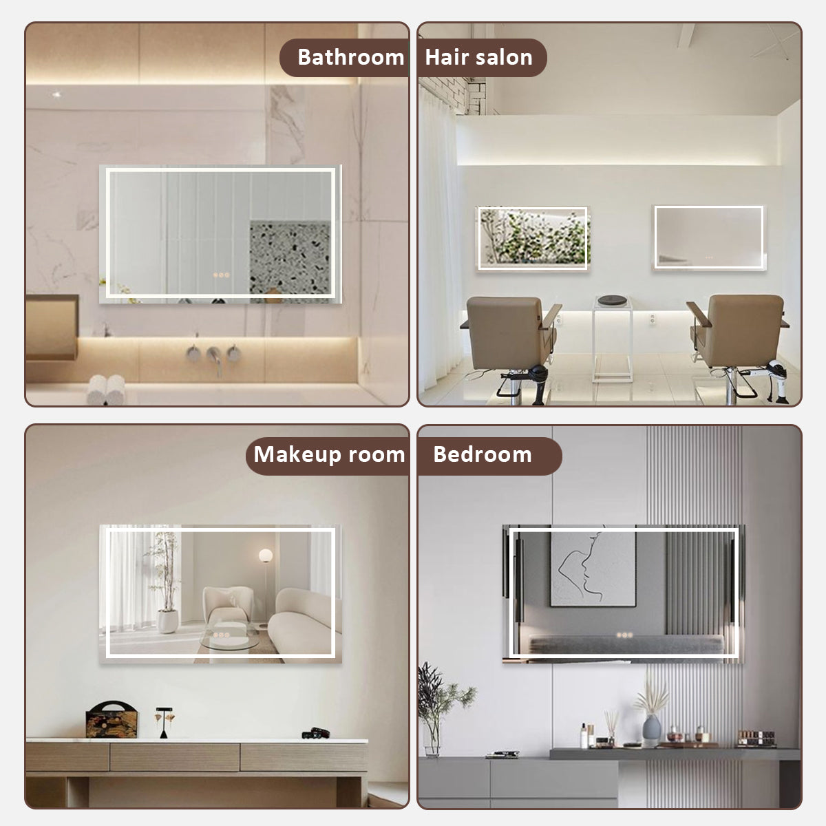Spring 42 in. W x 36 in. H Rectangular Frameless LED Wall Bathroom Vanity Mirror