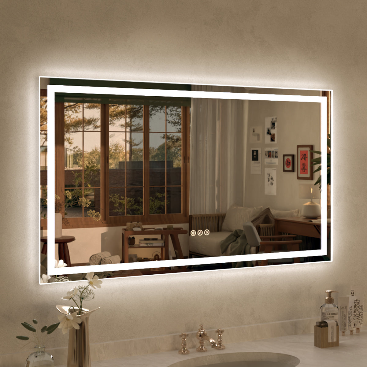 Spring 42 in. W x 36 in. H Rectangular Frameless LED Wall Bathroom Vanity Mirror