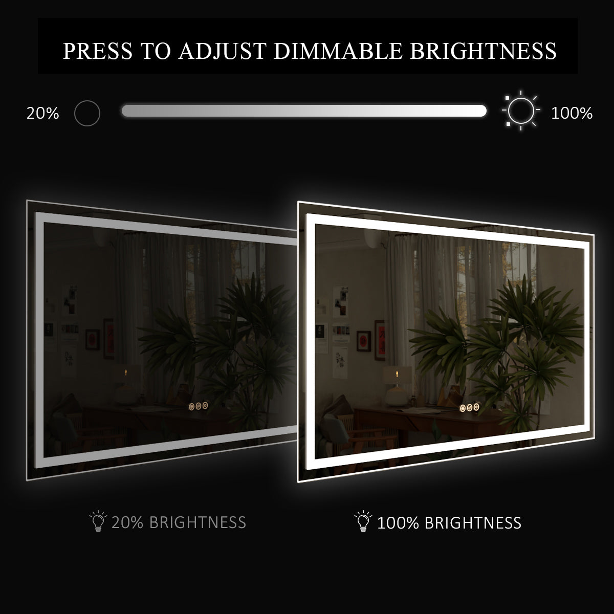 Spring 42 in. W x 36 in. H Rectangular Frameless LED Wall Bathroom Vanity Mirror