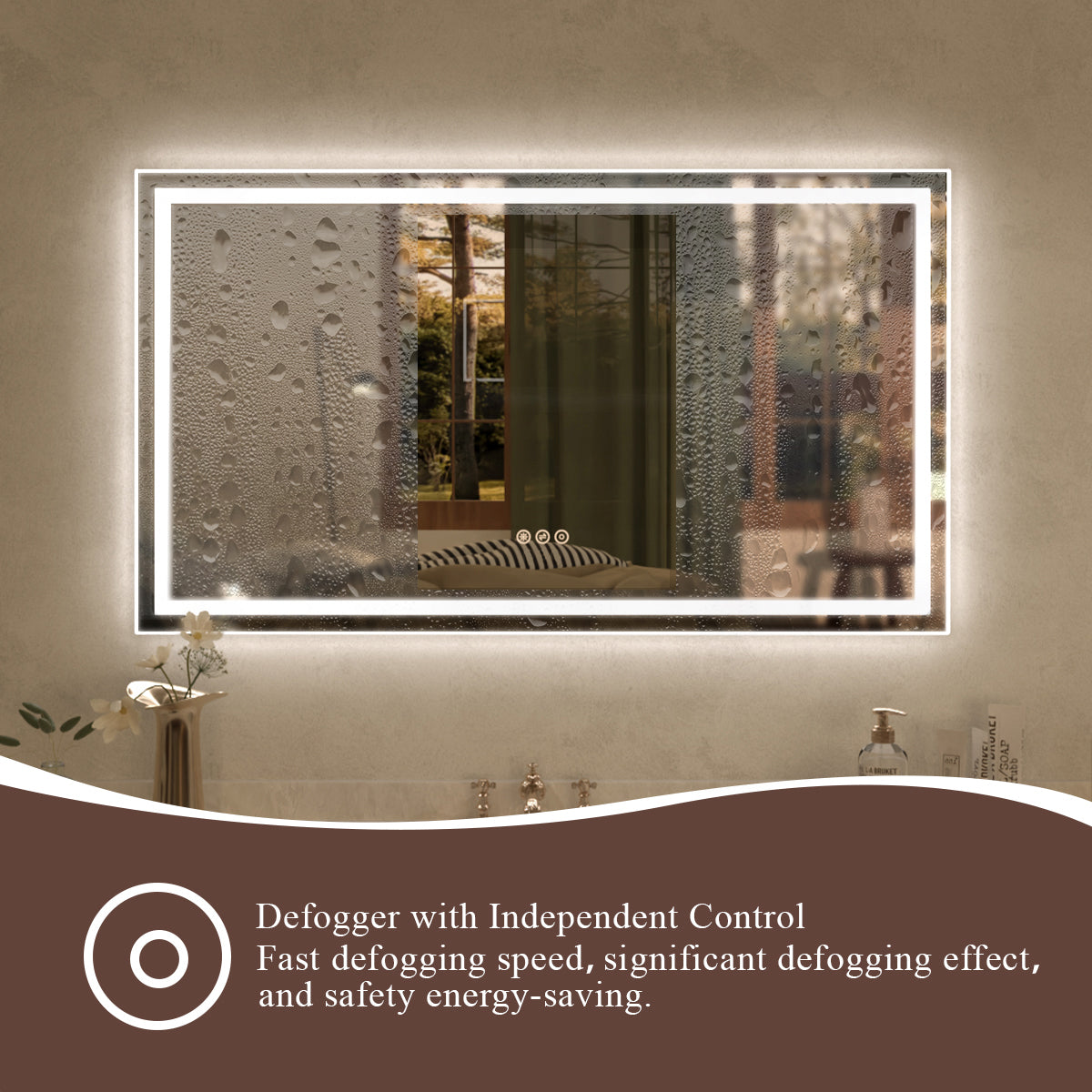 Spring 42 in. W x 36 in. H Rectangular Frameless LED Wall Bathroom Vanity Mirror