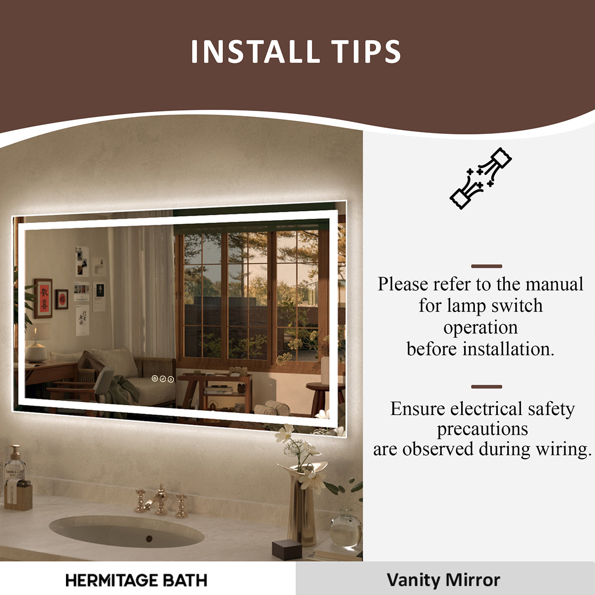 Spring 42 in. W x 36 in. H Rectangular Frameless LED Wall Bathroom Vanity Mirror
