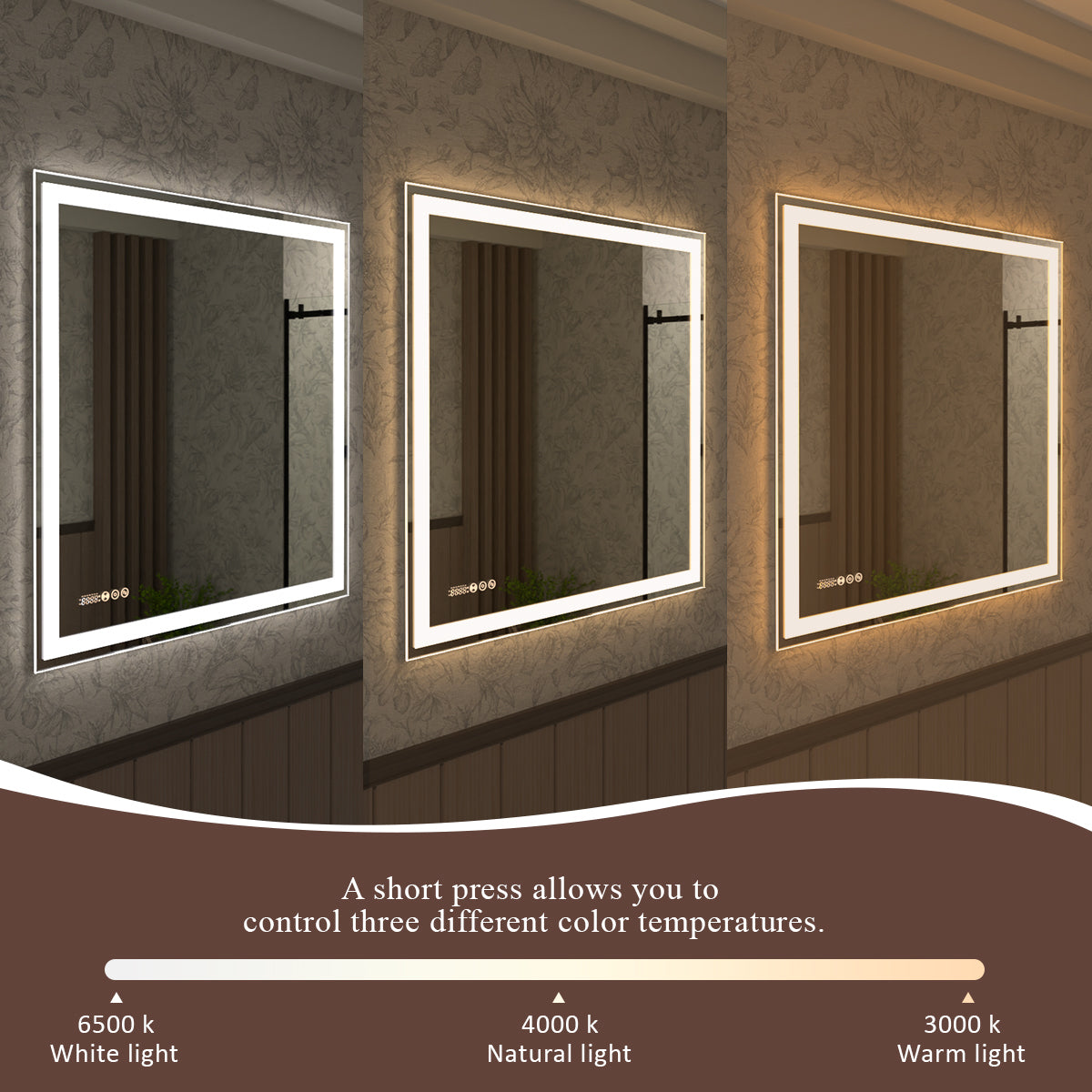 S Swarm 36 in. W x 36 in. H Rectangular Frameless Radar LED Wall Bathroom Vanity Mirror