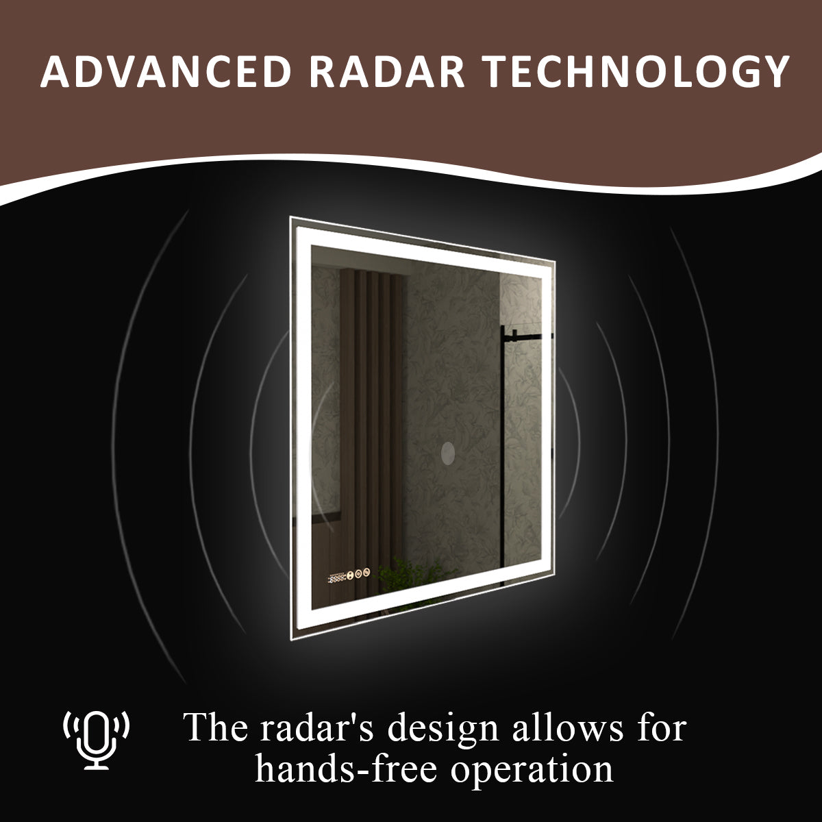 S Swarm 36 in. W x 36 in. H Rectangular Frameless Radar LED Wall Bathroom Vanity Mirror