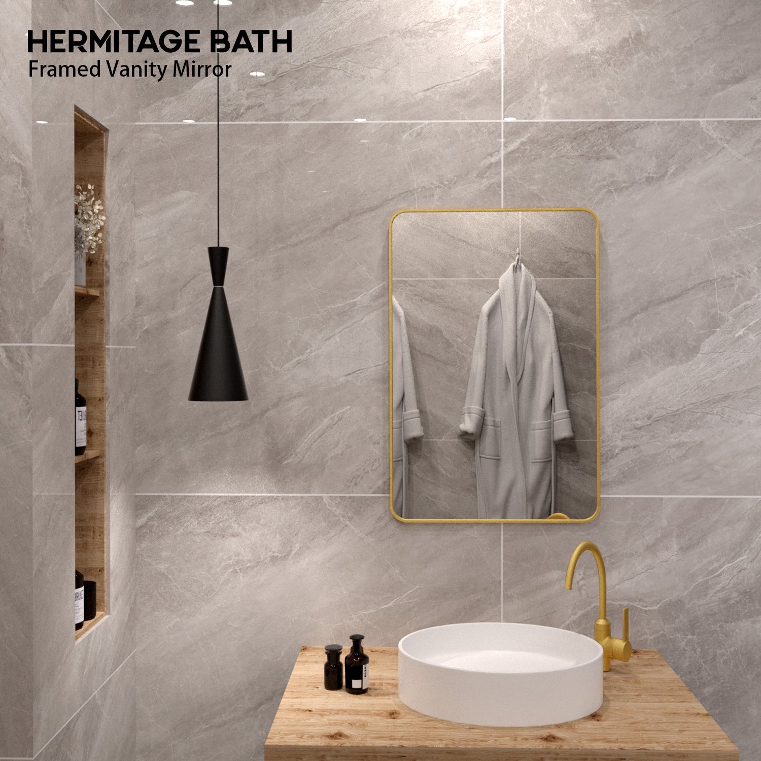 Zyphi 24 in. W x 36 in. H Rectangular Framed Wall Bathroom Vanity Mirror in Gun Grey