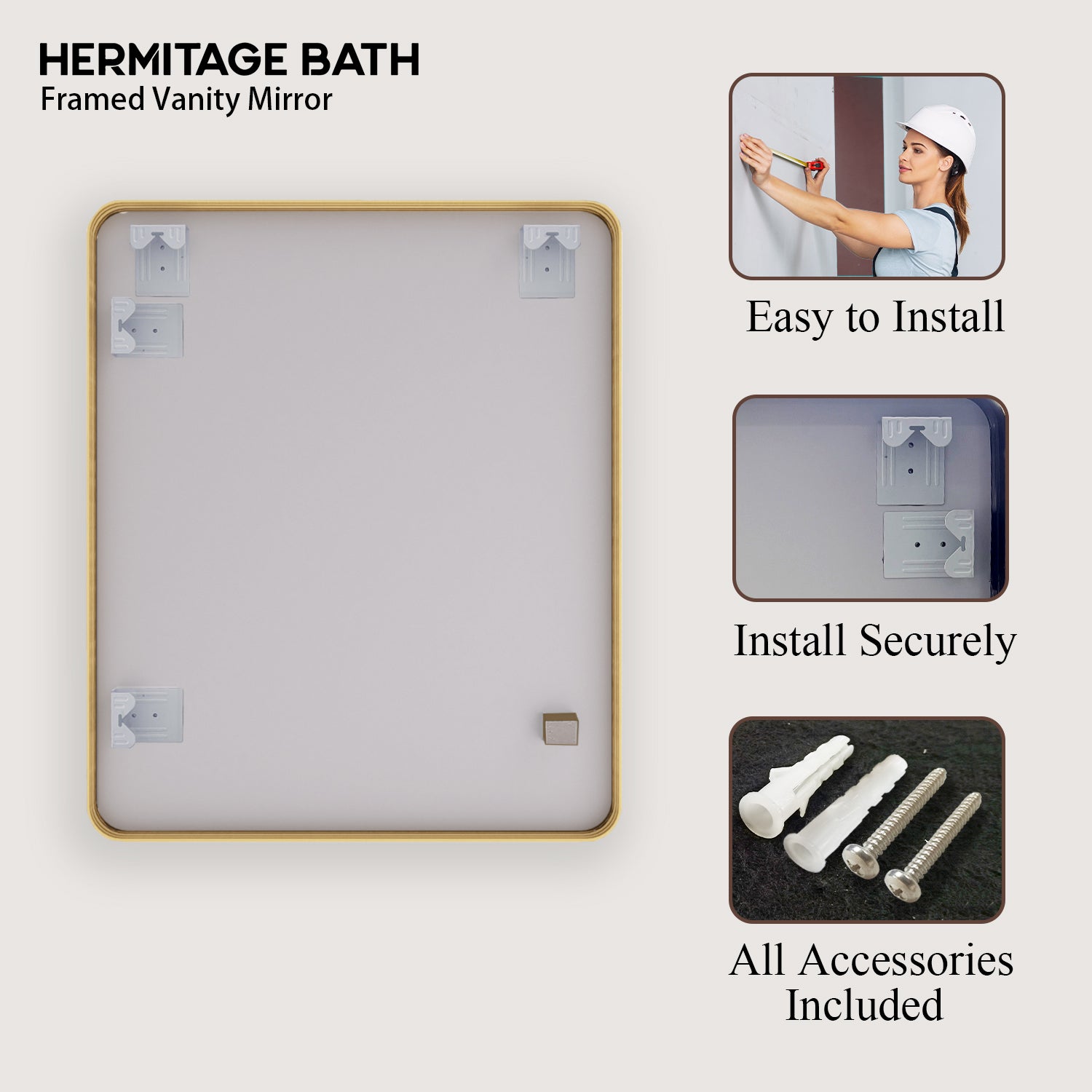 S Cosy 30 in. W x 36 in. H Rectangular Framed Wall Bathroom Vanity Mirror in Brass