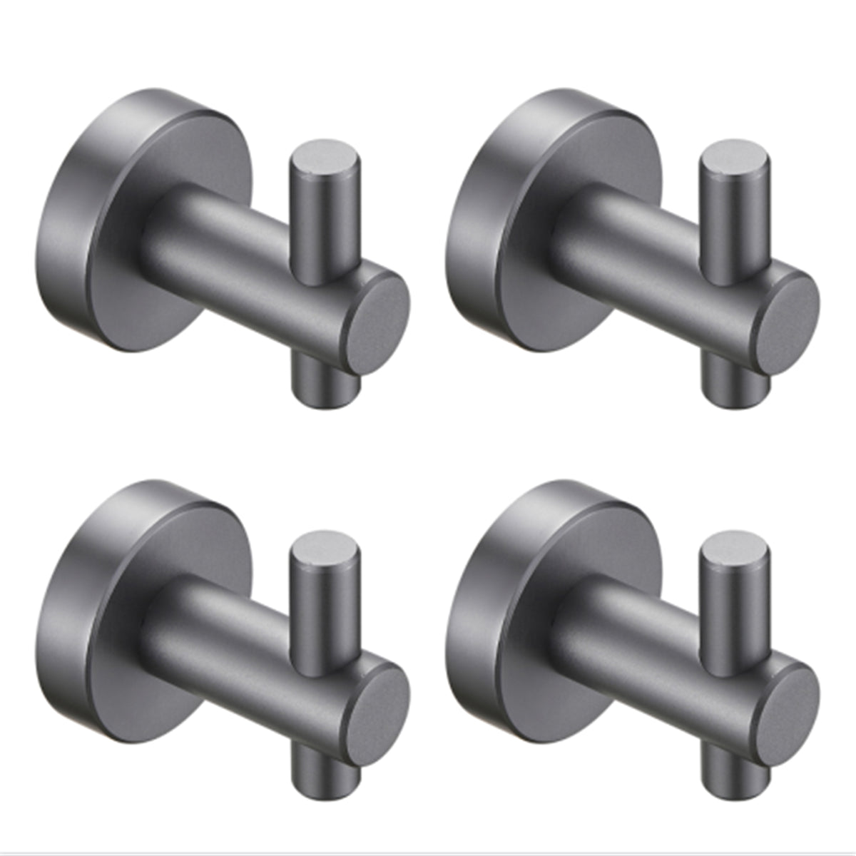 NestPro 4-Pieces Wall Mounted J-Hook Round Bathroom Robe/Towel Hook