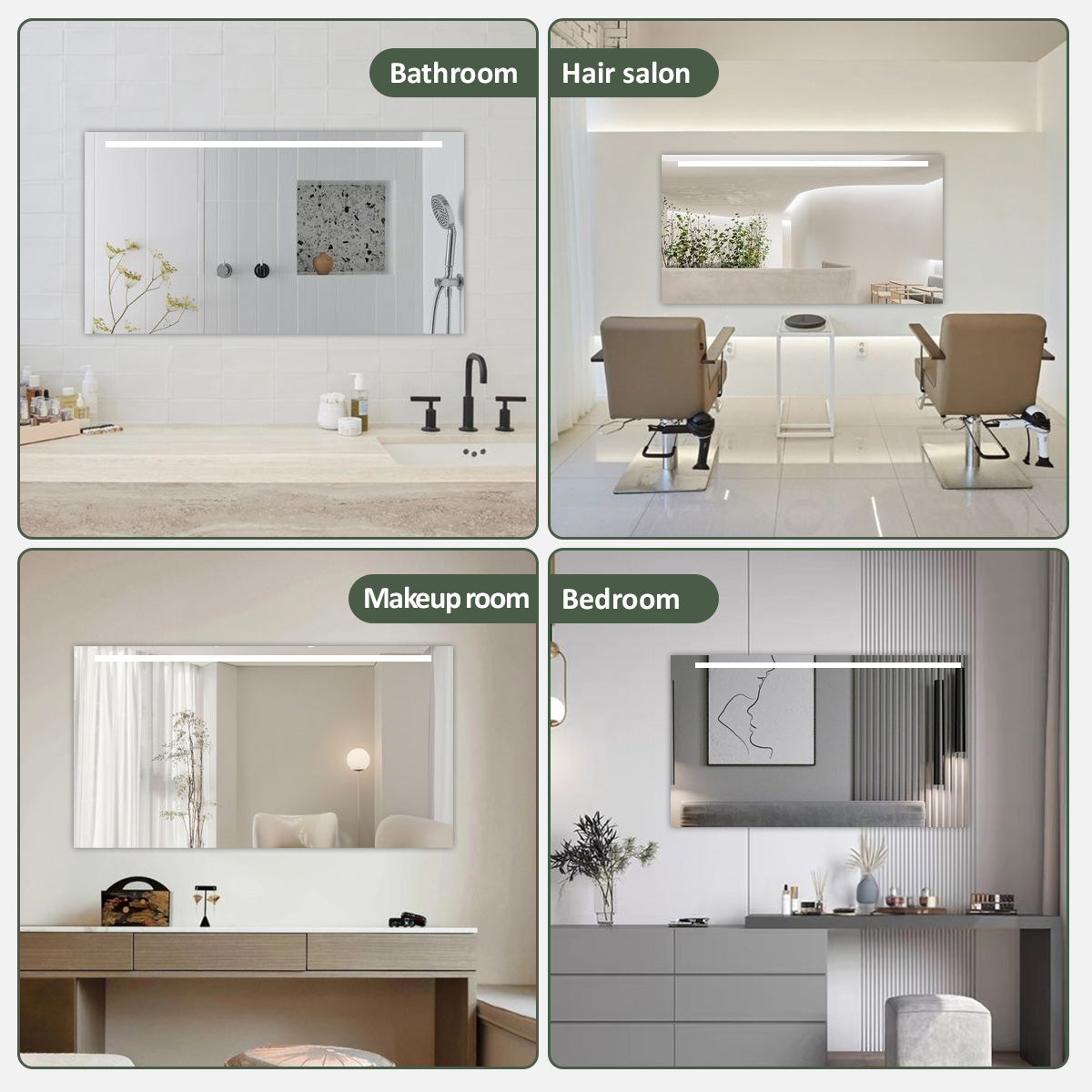 S 42 in. W x 24 in. H Rectangular Frameless LED Wall Bathroom Vanity Mirror