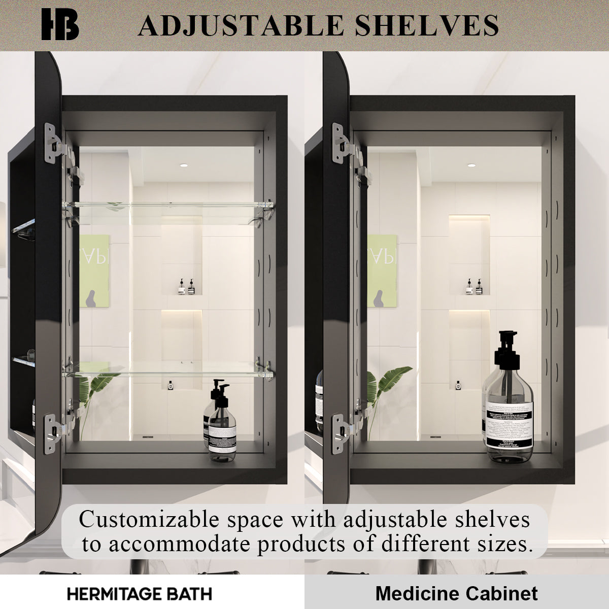 Rectangular Framed Recessed/Surface Mount Medicine Cabinet with Mirror in Matte Black