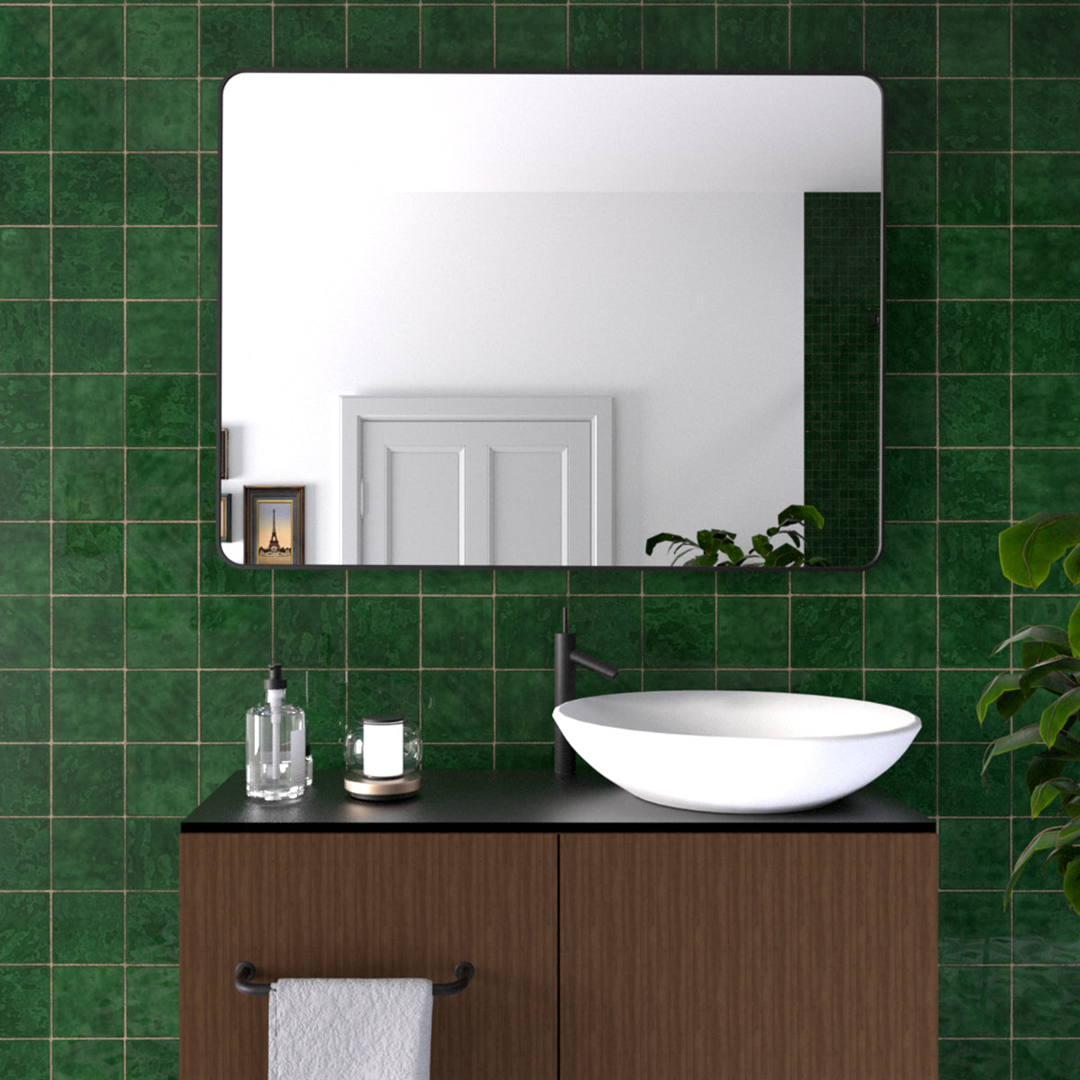 Cosy 48 in. W x 36 in. H Rectangular Framed Wall Bathroom Vanity Mirro