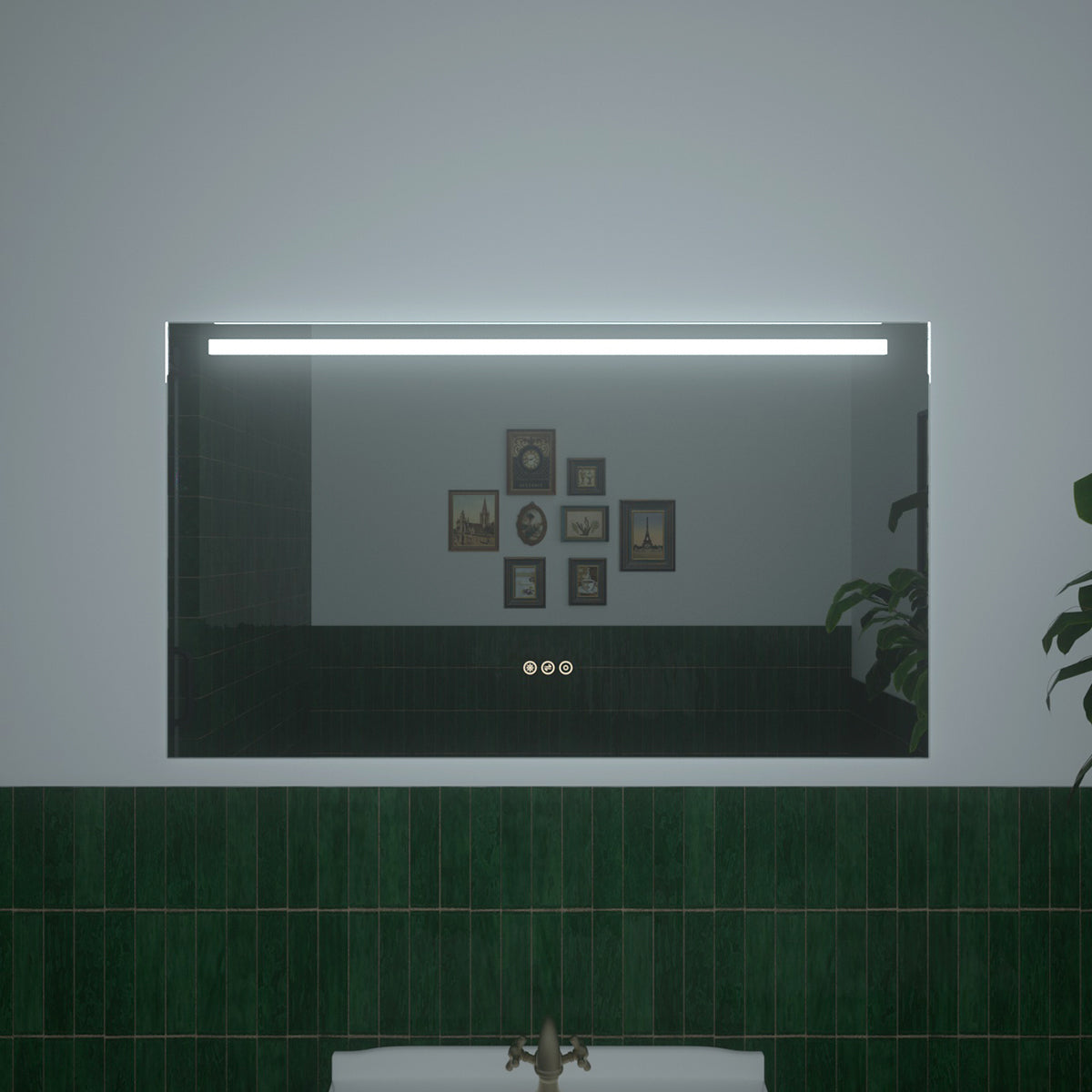 S 42 in. W x 24 in. H Rectangular Frameless LED Wall Bathroom Vanity Mirror