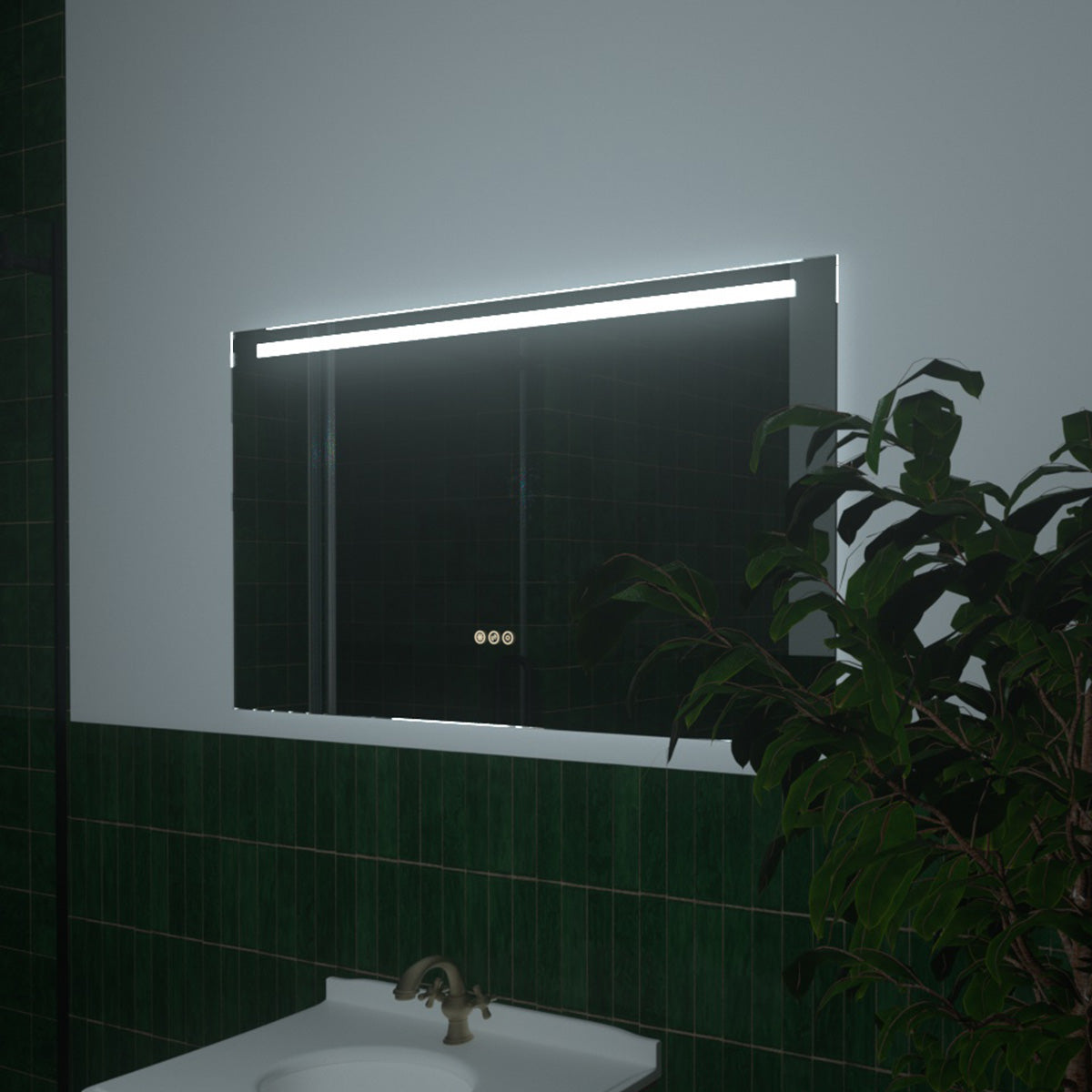 S 42 in. W x 24 in. H Rectangular Frameless LED Wall Bathroom Vanity Mirror