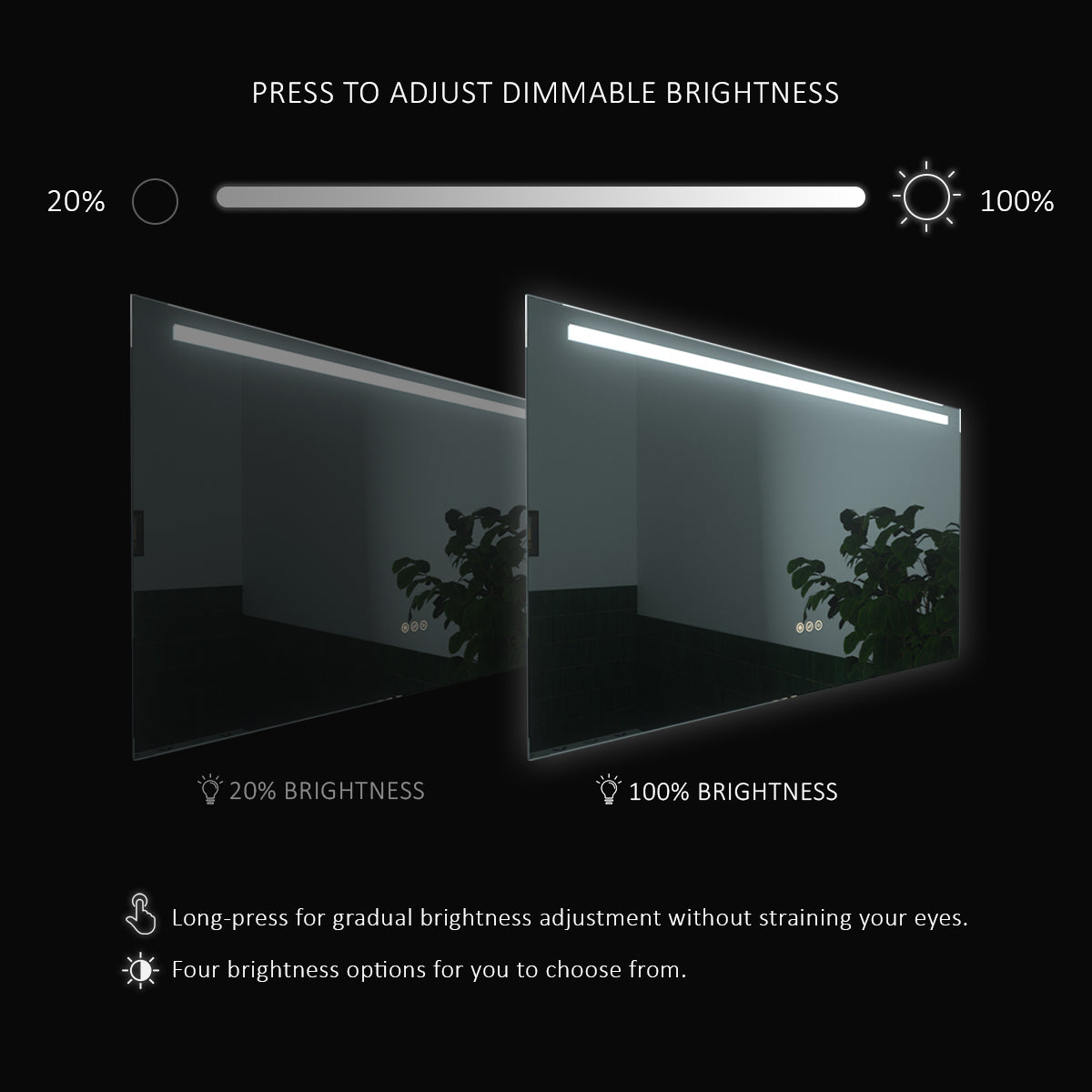 S 42 in. W x 24 in. H Rectangular Frameless LED Wall Bathroom Vanity Mirror