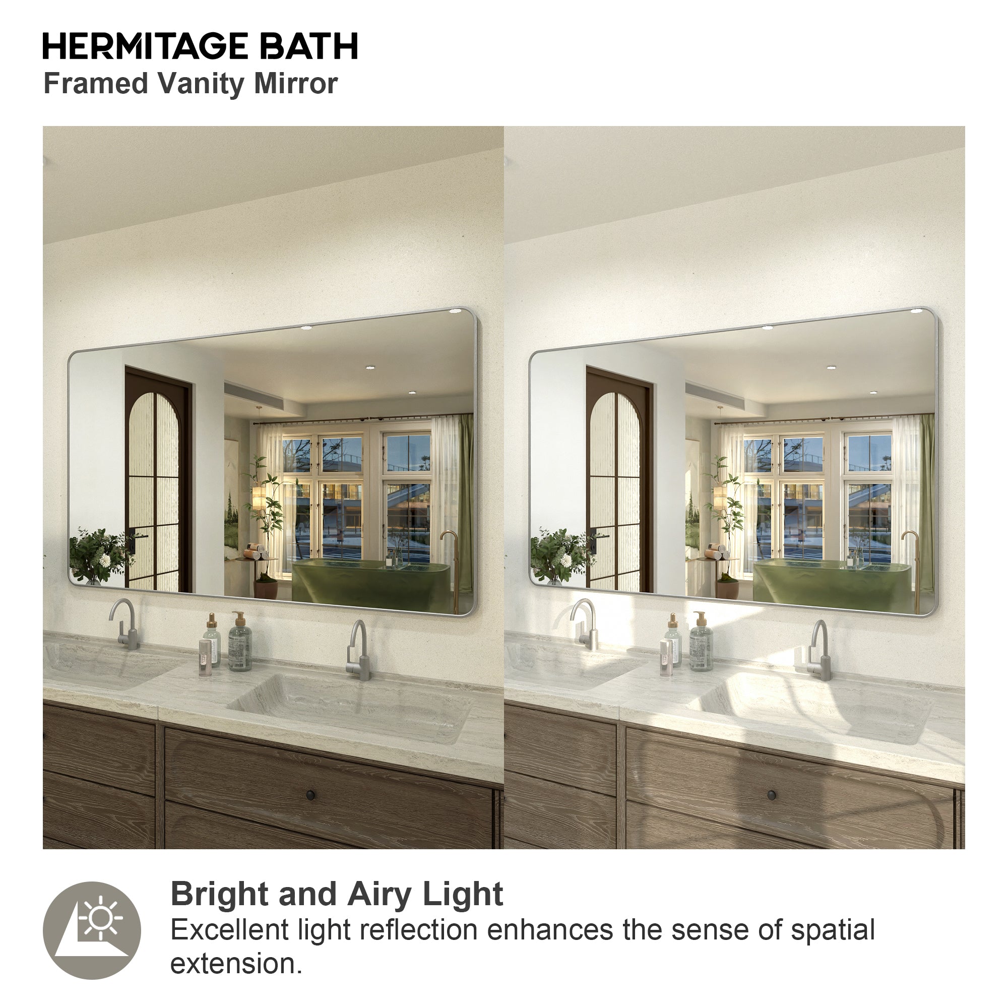 Zyphi 60 in. W x 36 in. H Rectangular Framed Wall Bathroom Vanity Mirror