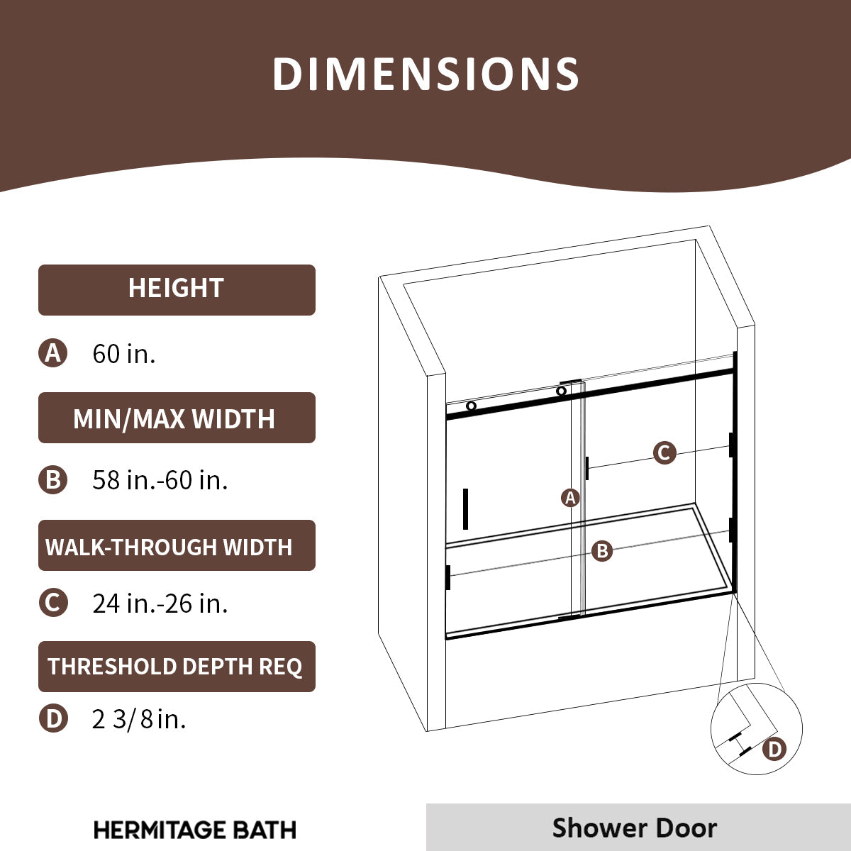 S Eletta 60 in. W x 60 in. H Sliding Semi-Frameless Tub Door in Matte Black Finish with Clear Glass