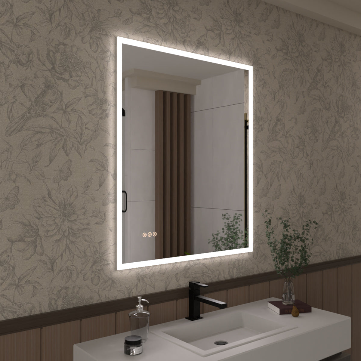 Musci 60 in. W x 36 in. H Rectangular Frameless LED Wall