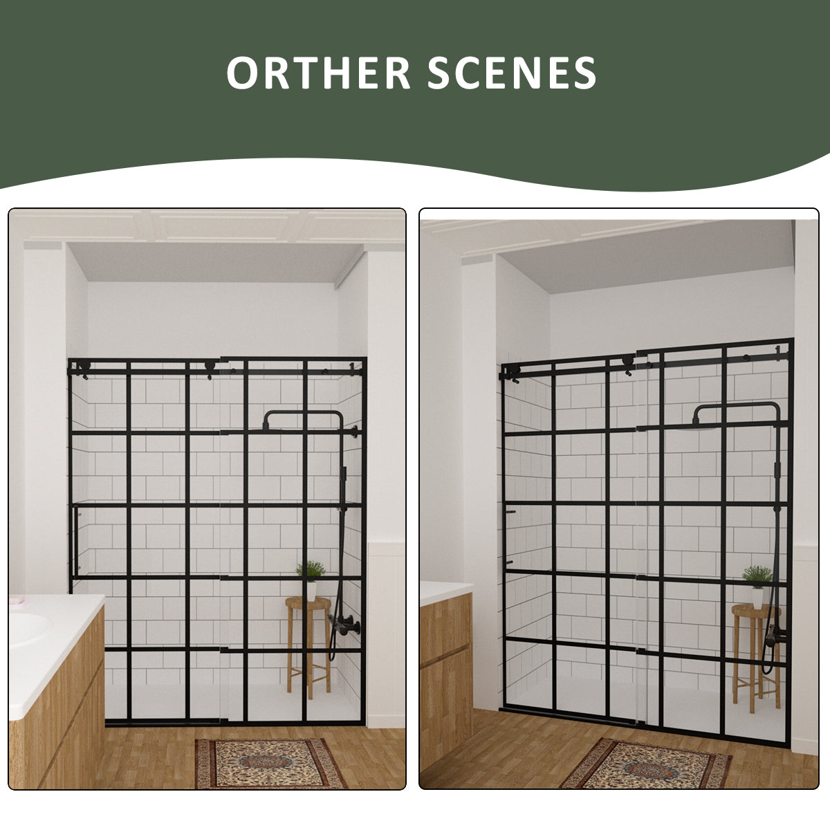 Eletta 60 in. W x 76 in. H Sliding Semi-Frameless Shower Door in Matte Black with Patterned Glass