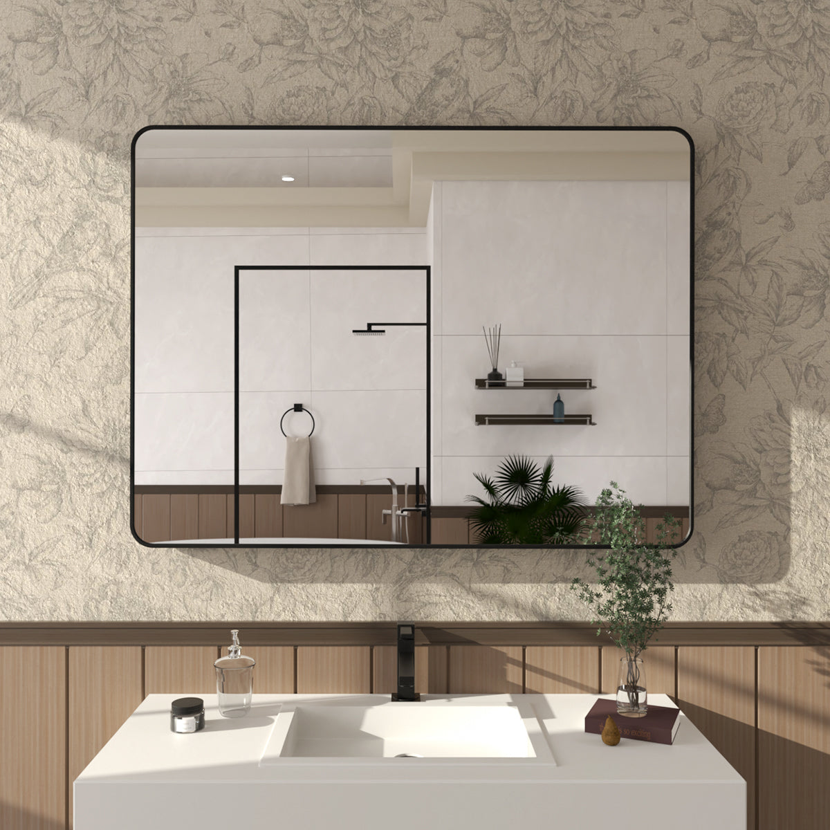 Cosy 48 in. W x 36 in. H Rectangular Framed Wall Bathroom Vanity Mirro