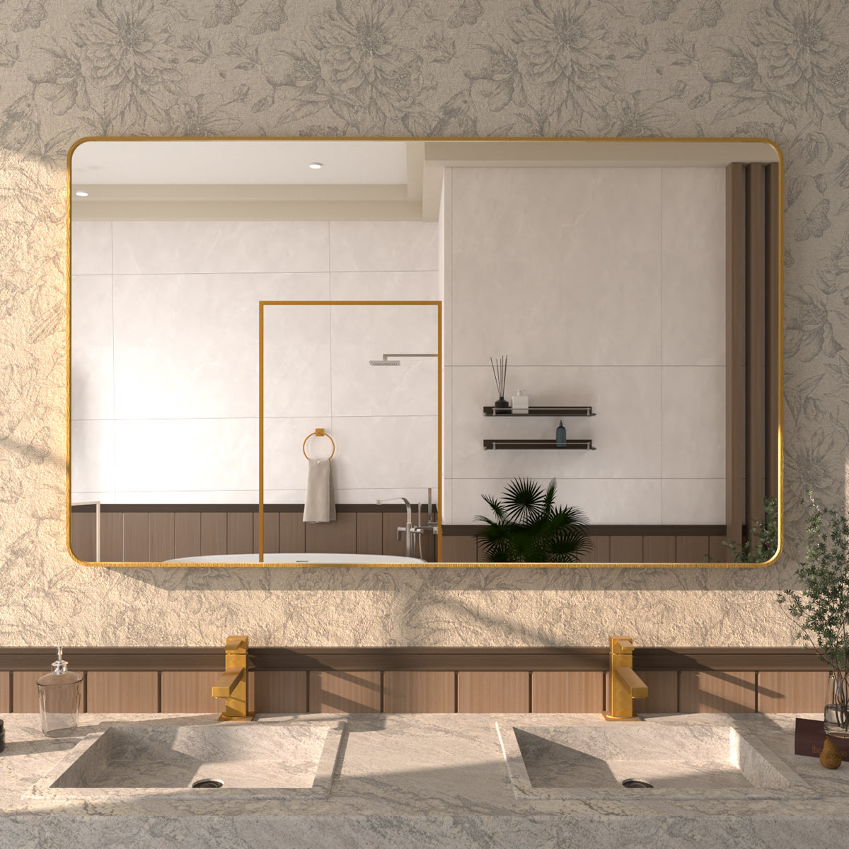 Cosy 60 in. W x 36 in. H Rectangular Framed Wall Bathroom Vanity Mirror