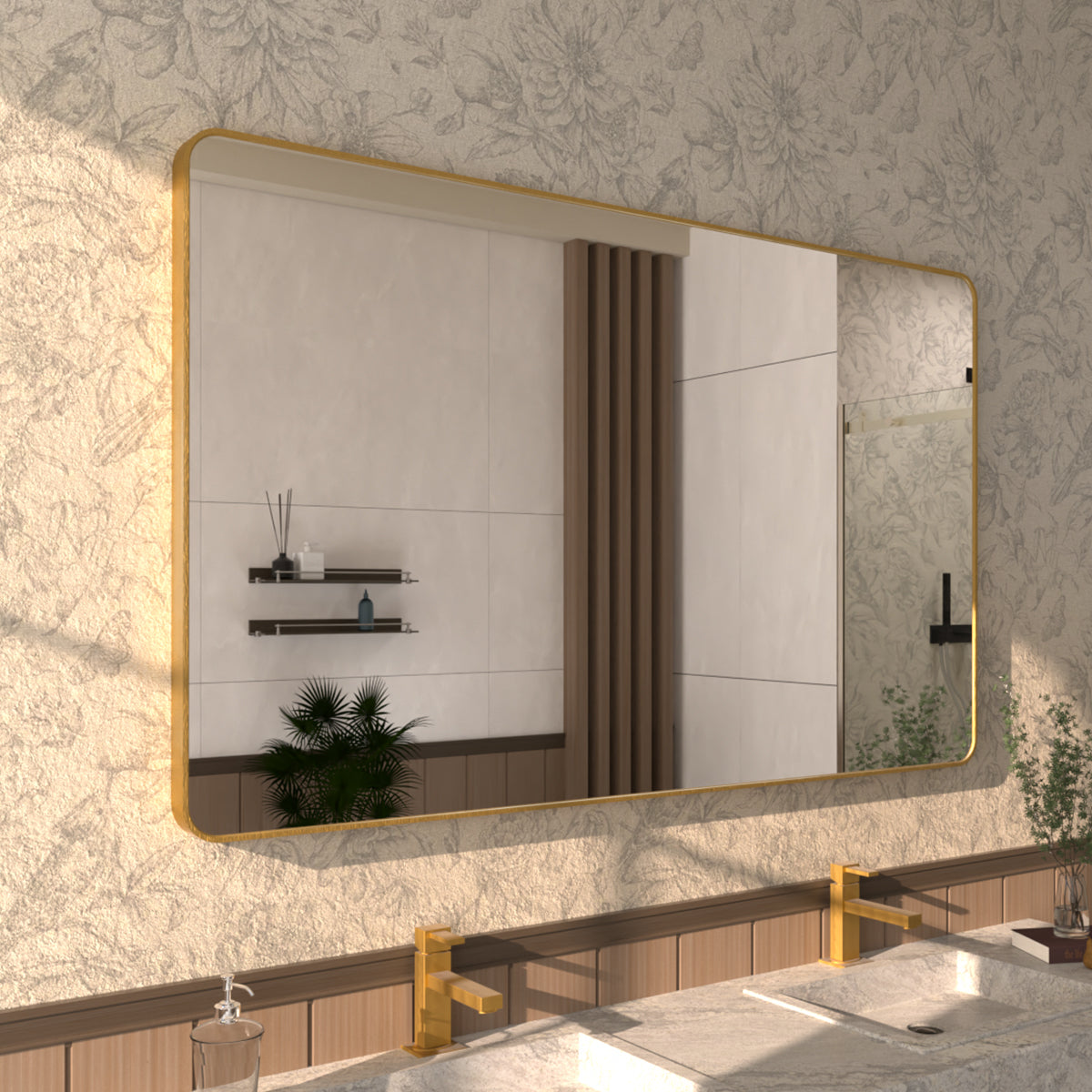 Cosy 60 in. W x 36 in. H Rectangular Framed Wall Bathroom Vanity Mirror