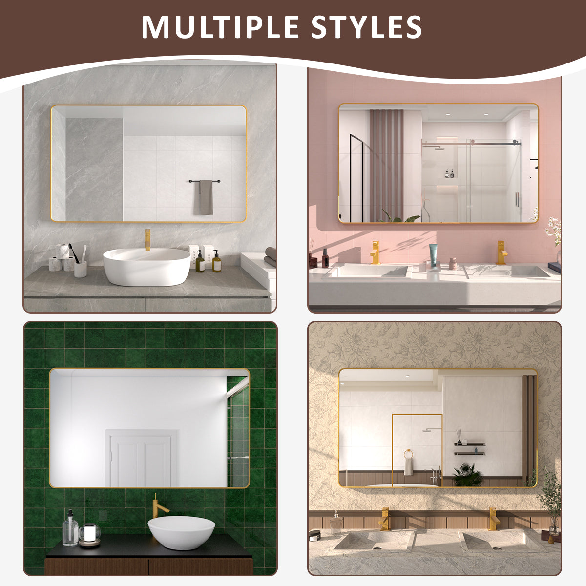 Cosy 60 in. W x 36 in. H Rectangular Framed Wall Bathroom Vanity Mirror