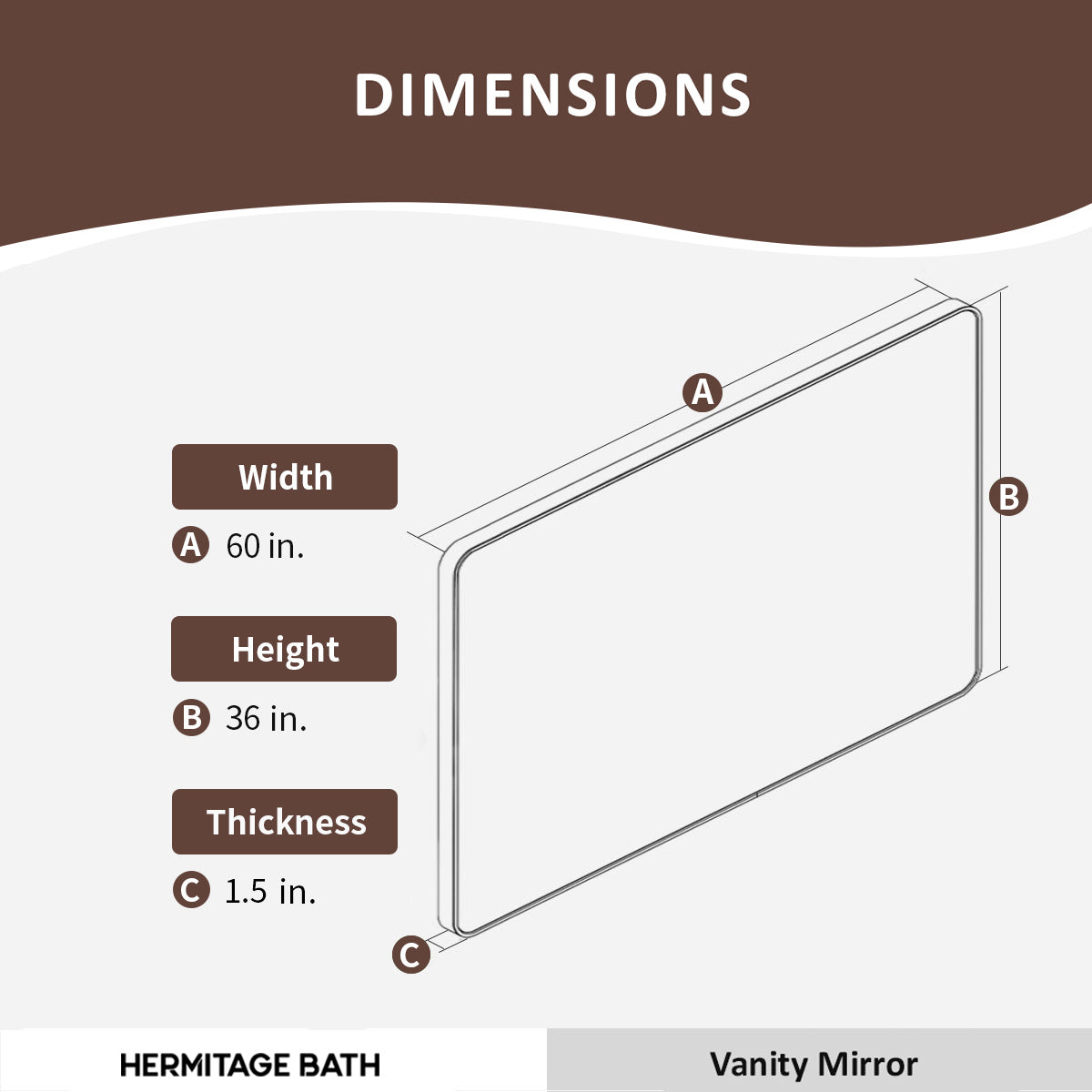 Cosy 60 in. W x 36 in. H Rectangular Framed Wall Bathroom Vanity Mirror