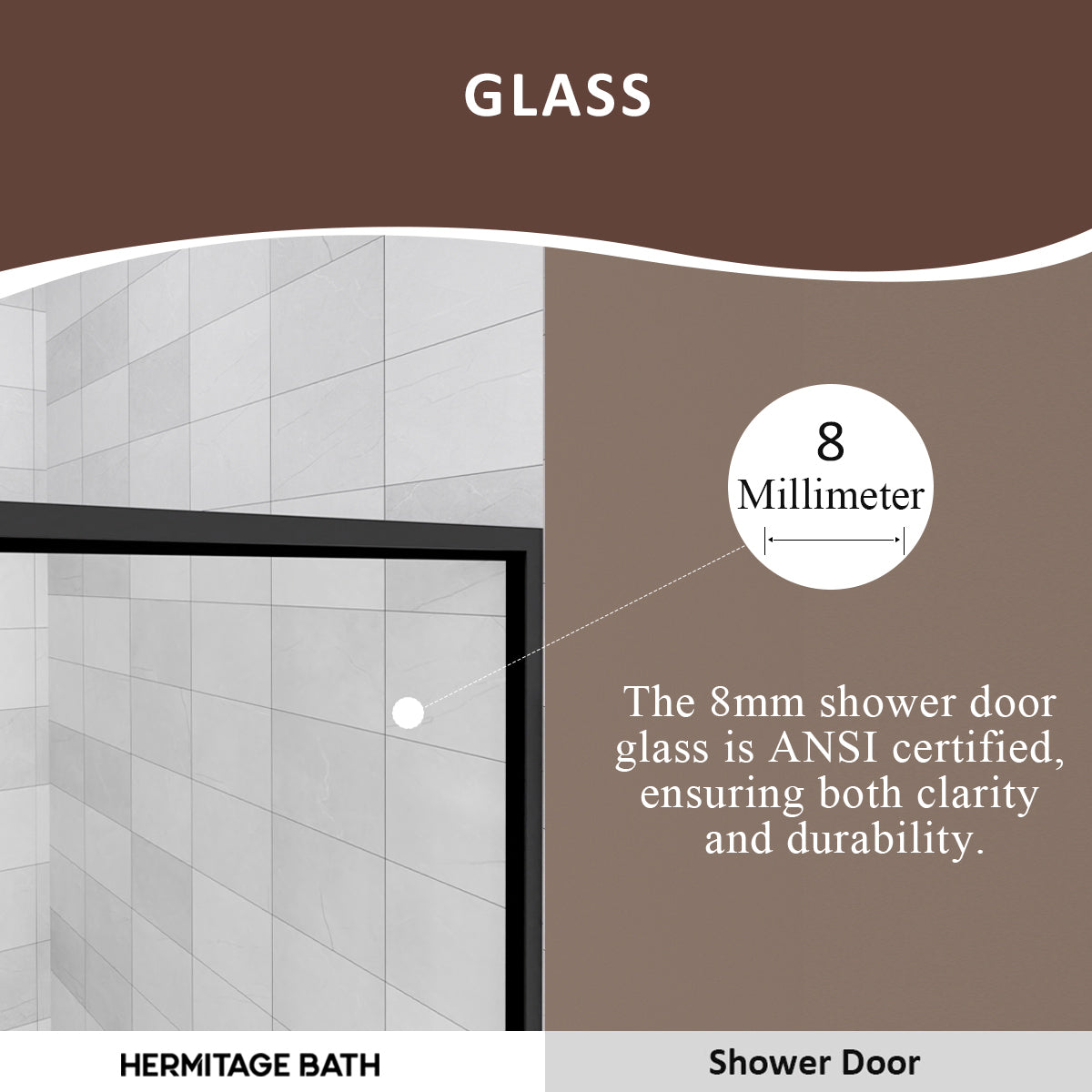 Hilma 34 in. W x 72 in. H Fixed Framed Shower Door in Matte Black Finish with Clear Glass