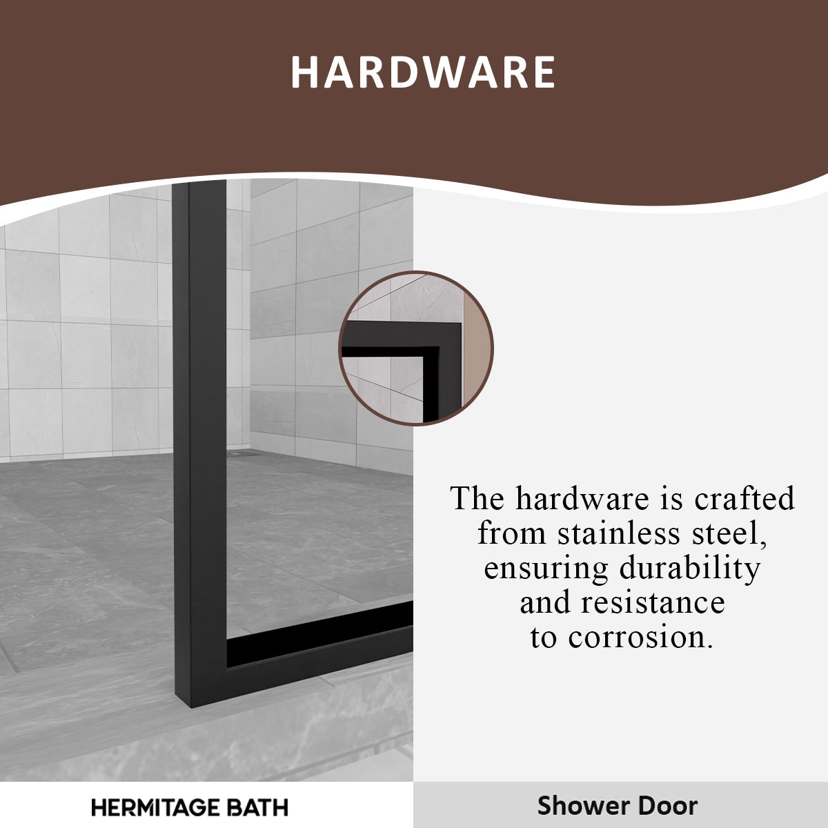 Hilma 34 in. W x 72 in. H Fixed Framed Shower Door in Matte Black Finish with Patterned Glass