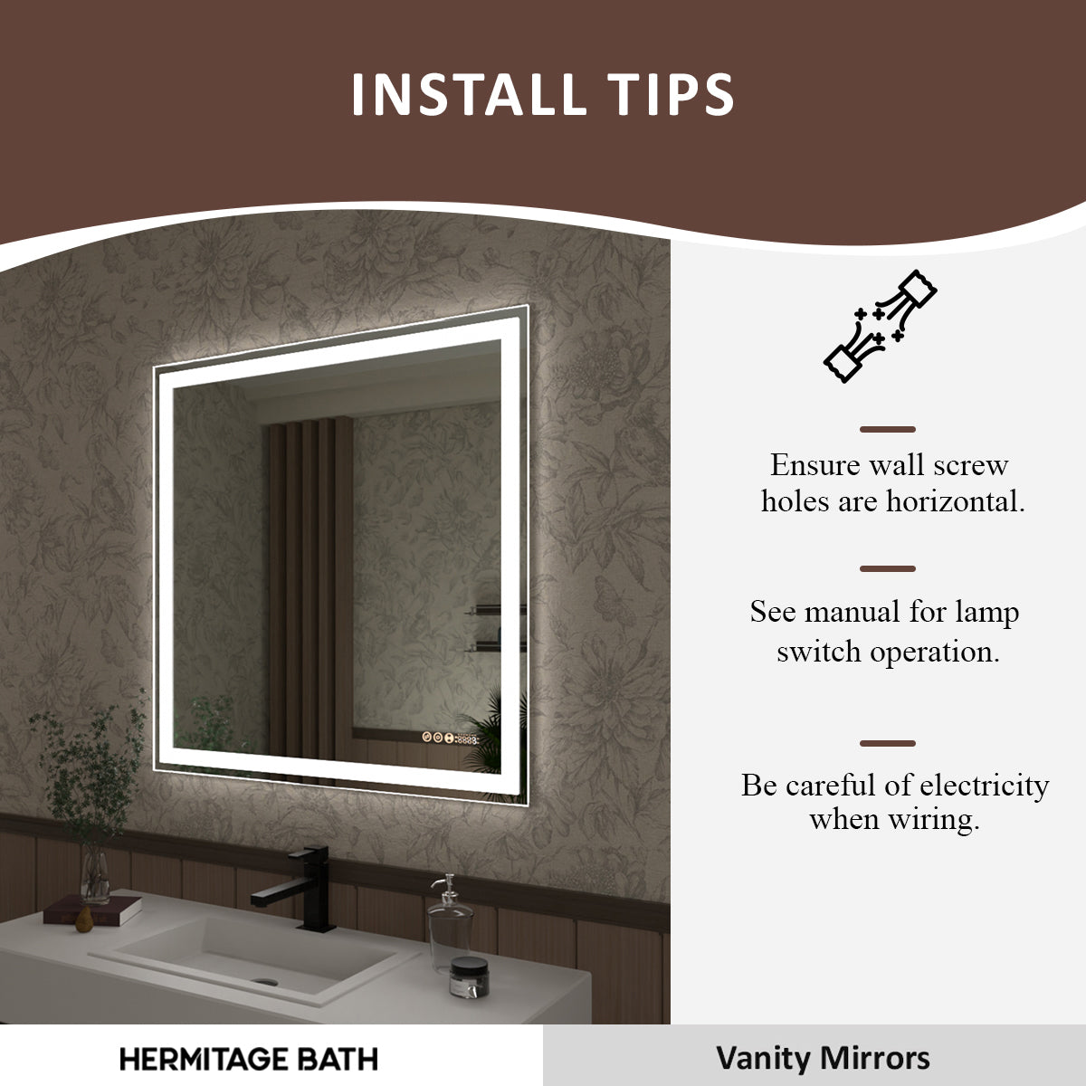 S Swarm 36 in. W x 36 in. H Rectangular Frameless Radar LED Wall Bathroom Vanity Mirror
