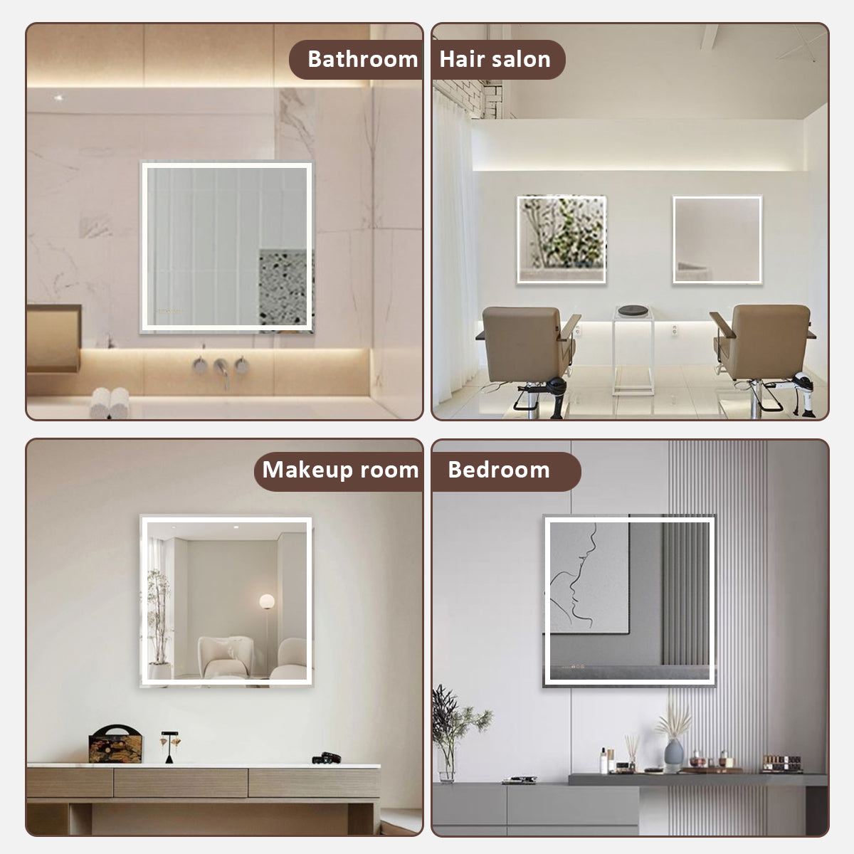 S Swarm 36 in. W x 36 in. H Rectangular Frameless Radar LED Wall Bathroom Vanity Mirror