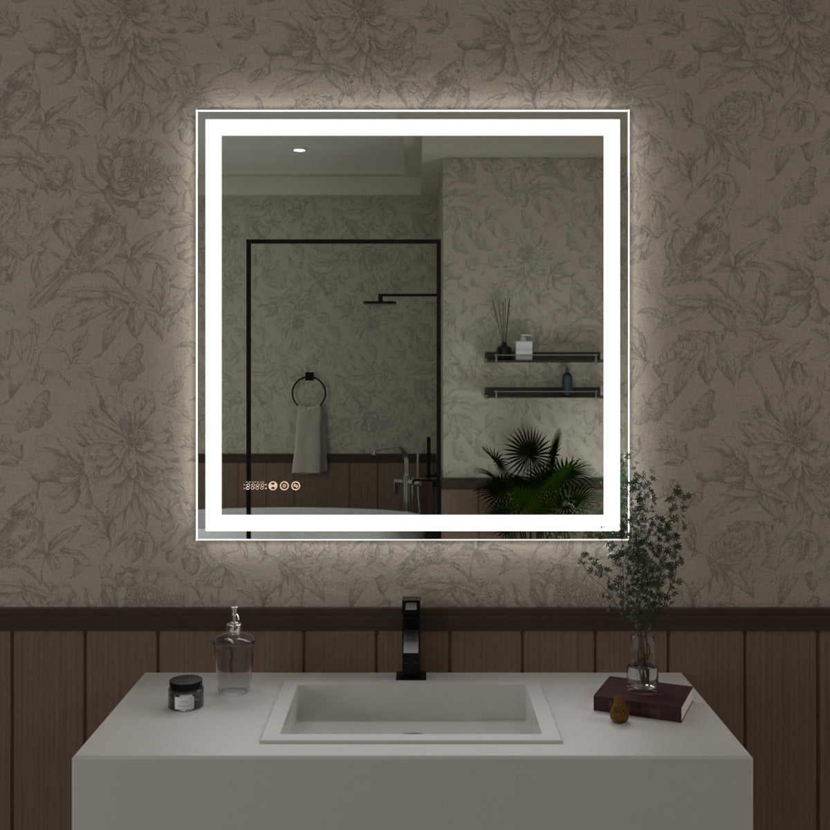 S Swarm 36 in. W x 36 in. H Rectangular Frameless Radar LED Wall Bathroom Vanity Mirror