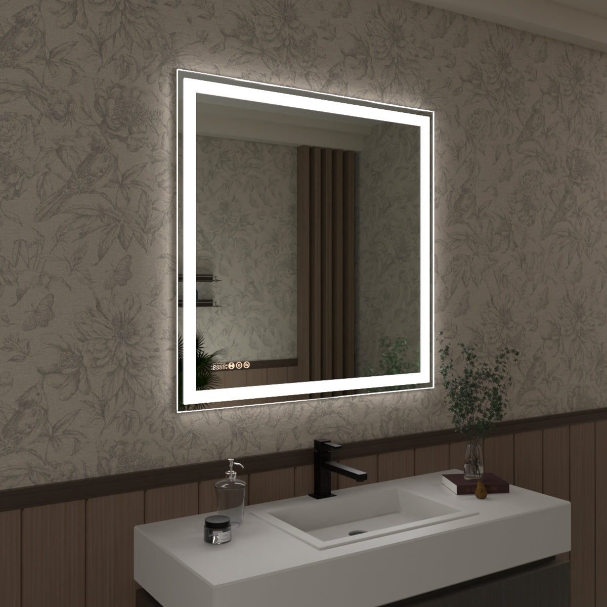 S Swarm 36 in. W x 36 in. H Rectangular Frameless Radar LED Wall Bathroom Vanity Mirror