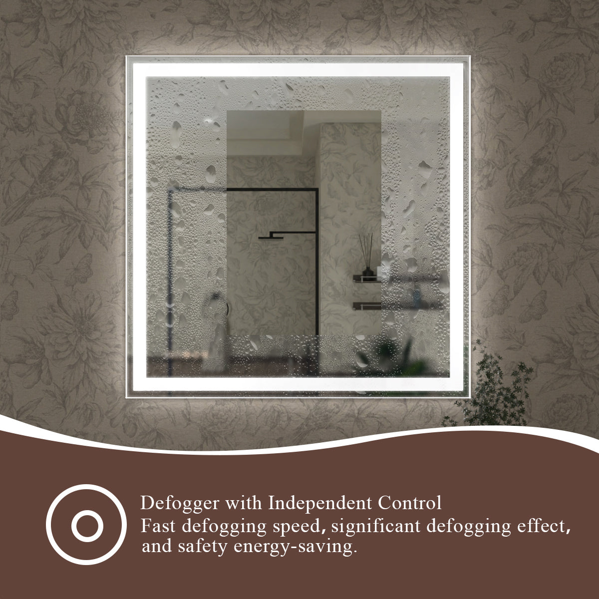 S Swarm 36 in. W x 36 in. H Rectangular Frameless Radar LED Wall Bathroom Vanity Mirror