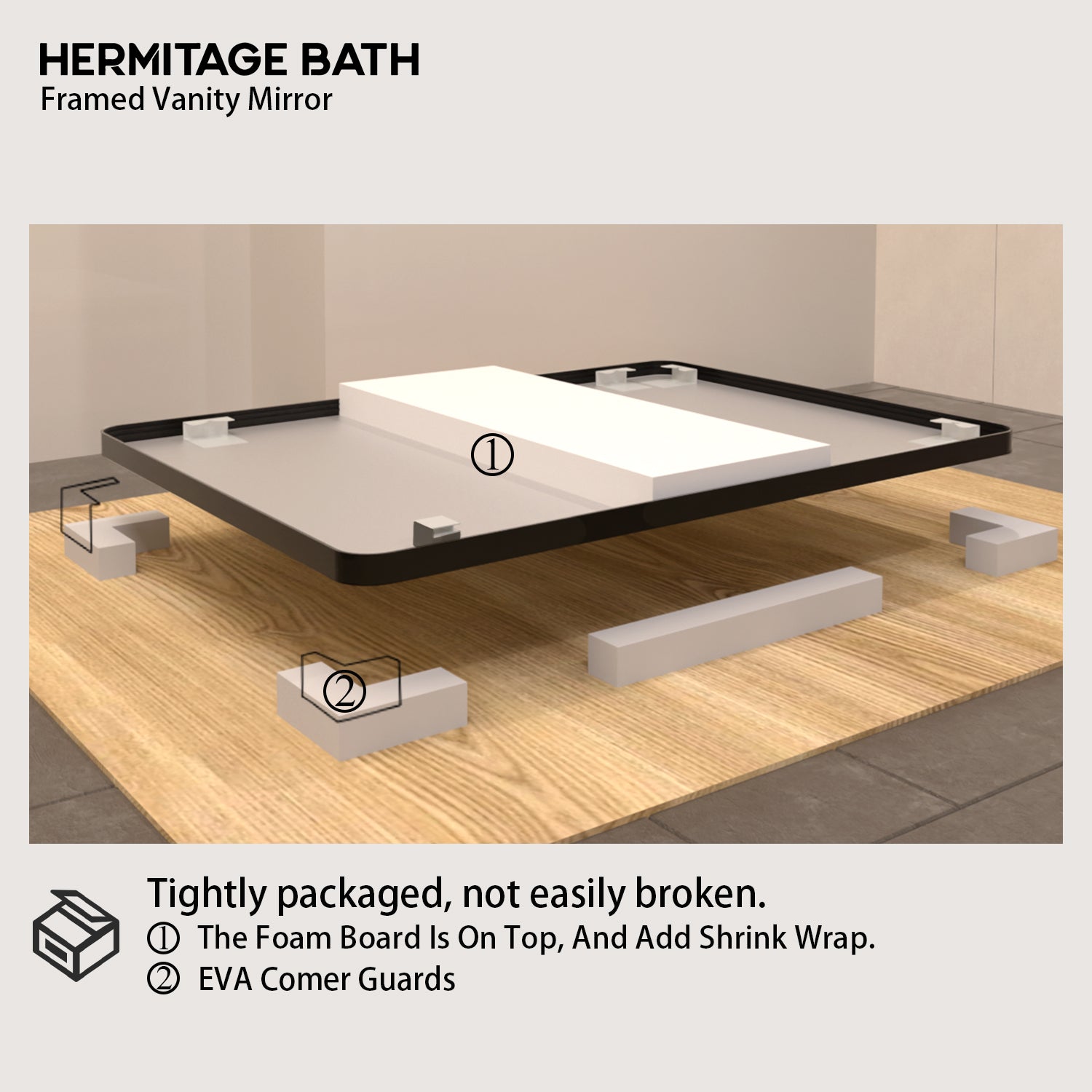 48 in. W x 36 in. H Rectangular Framed Wall Bathroom Vanity Mirror in Gun Grey 48 in. W x 36 in. H Rectangular Framed Wall Bathroom Vanity Mirror in Gun Grey