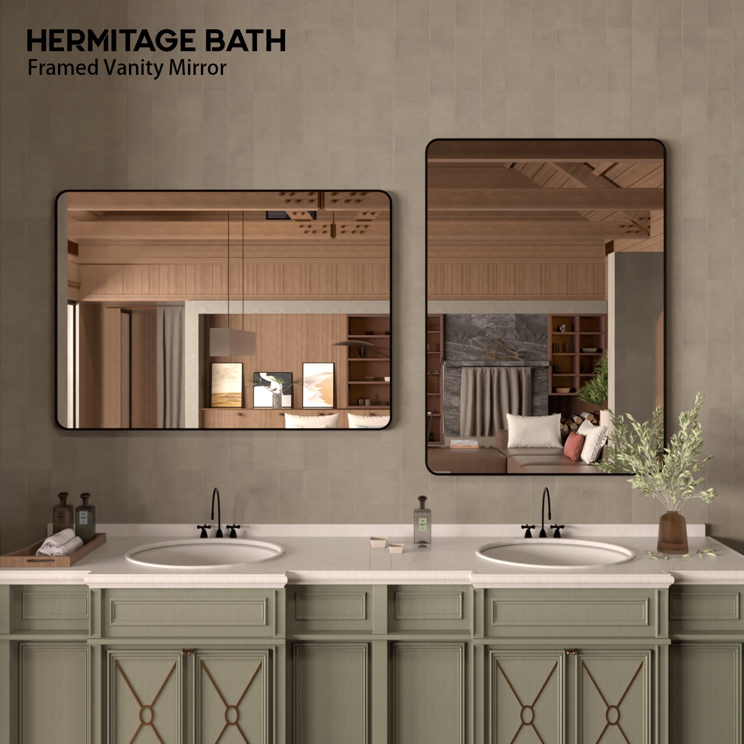 48 in. W x 36 in. H Rectangular Framed Wall Bathroom Vanity Mirror in Gun Grey 48 in. W x 36 in. H Rectangular Framed Wall Bathroom Vanity Mirror in Gun Grey