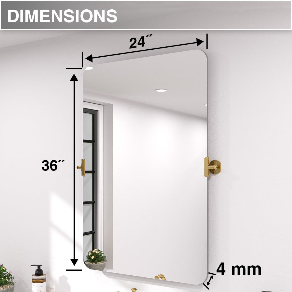 Twirl 24 in. W x 36 in. H  Rectangular Frameless Tilt Wall Bathroom Vanity Mirror
